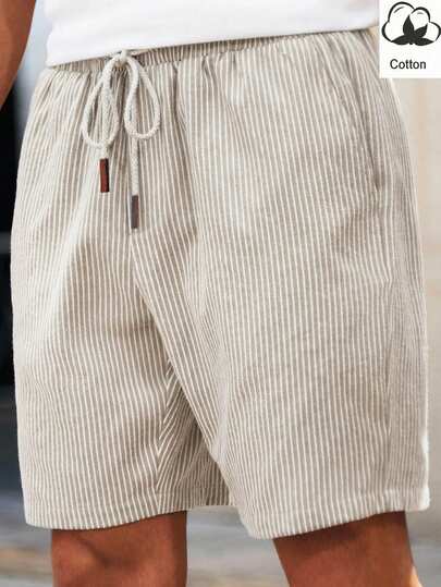 HIMLAND Men's Woven Striped Short Waist Slim Fit Casual Straight Leg Shorts, Suitable For Daily Wear In Summer Shorts For Men Pambahay Beach Shorts For Men Casual Shorts For Men Mens Summer Holiday Clothes