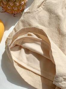 Comfortcana 女士卡其色腰带口袋阔腿宽松休闲短裤 - 卡其色 - 查看 5