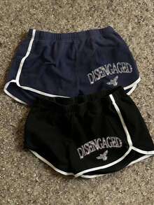 Glimmora 2 chiếc quần short nữ đính đá chữ lấp lánh phong cách Y2K, quần short nữ thường ngày, thích hợp cho các buổi đi chơi mùa hè, tiệc tùng và mặc hàng ngày. - Nhiều màu - Xem 4