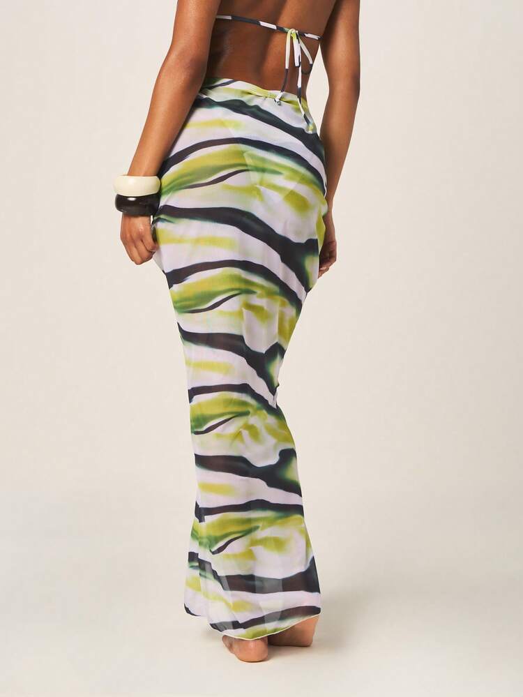 MISSGUIDED Watercolor Stripe Beach Sarong With Tie Detail