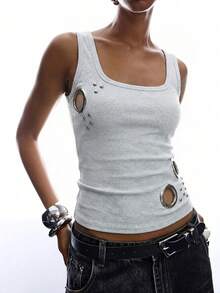 LYSMO Áo tank top không tay hở lưng tối giản mới cho Ngày Valentine 2026, màu xám nhạt, thích hợp cho mùa xuân/hè. - Màu Xám nhạt - Xem 3