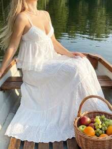 Sweetina 女士白色性感优雅派对休闲节日优雅度假白色纯色纹理前扣半身裙，夏季 - 白色 - 查看 8