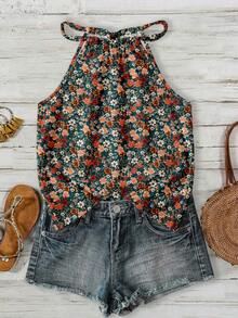 Rusticease 女士吊带背心，适合春夏穿着，碎花图案，女士度假吊带衫 - 彩色 - 查看 3