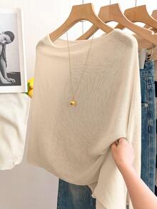 GlowEve Poncho de punto holgado y casual de estilo vacacional para mujer, primavera/verano - Albaricoque - Ver 4