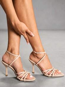 CUCCOO SZL 女士鞋履 春夏新款杏色圆头细高跟细带踝带凉鞋 时尚舒适 百搭性感派对凉鞋 女鞋 - 杏色 - 查看 5