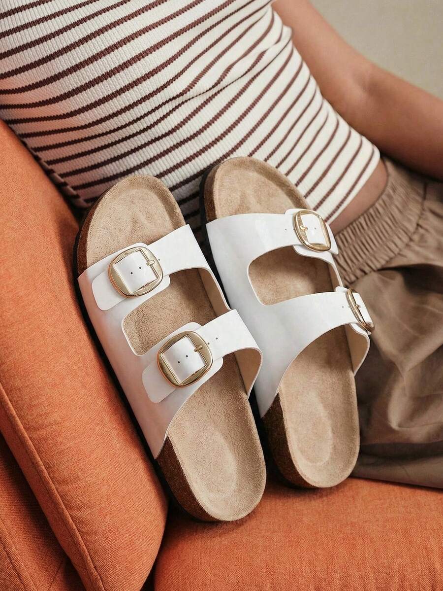 Solecia Sandal thời trang nữ, kiểu dáng tối giản và thoải mái, thích hợp đi biển và mặc hàng ngày trong dịp Giáng sinh. - Gương trắng - Xem 1