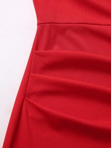 Franclia Elegant Women's Spaghetti Strap Dress, Red, Spring/Summer, Long, Party, Date, Commute, Versatile - Red - View 5