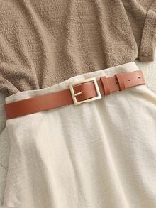 Franclia 休闲针织上衣搭配卡其色中长裙，腰带款式，春夏两件套，适合日常、通勤、度假穿着。 - 卡其色 - 查看 7