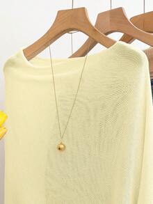 GlowEve Women's Casual Loose Vacation Style Poncho Sweater, Spring/Summer - Yellow - View 5