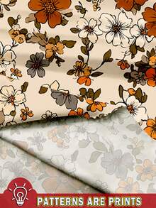 Mellowie 休闲浪漫印花宽松V领口袋短袖T恤，适合夏季、音乐节、派对等场合，尺码齐全。 - 彩色 - 查看 3