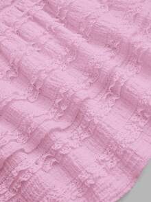 Sweetra Plus Size Women's Light Pink Cute Summer Holiday Vintage Vacation Dress,Textured Backless Double Layered Ruffle Hem Pleated Neckline Wedding Party - Pink - View 7