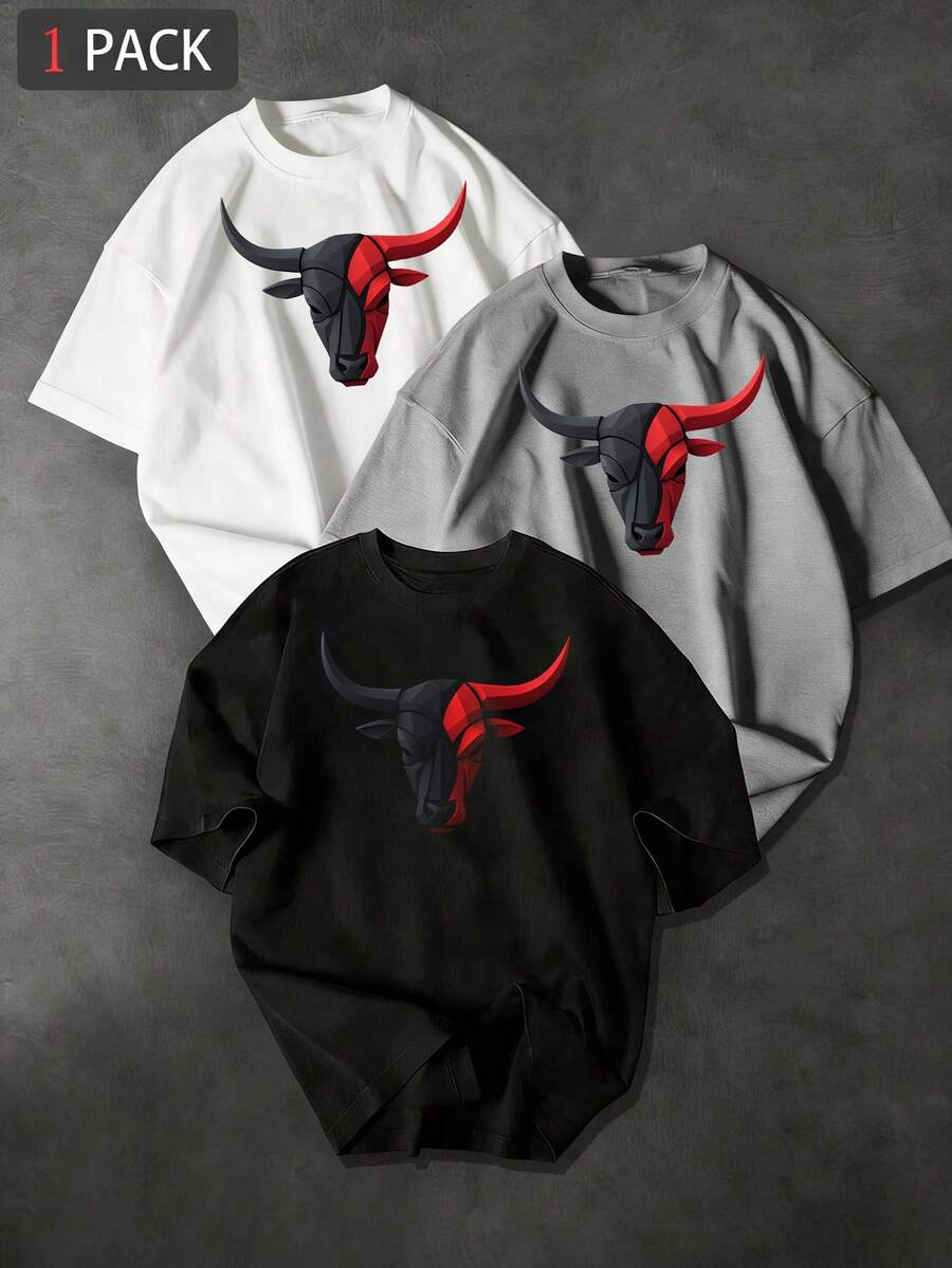 Sport MetroGents Áo thun nam tay ngắn cổ tròn in họa tiết, thích hợp cho mùa hè thể thao. - màu đen - Xem 1