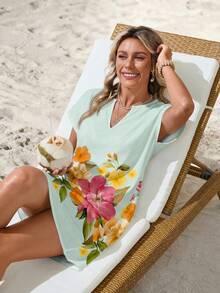 Sylviya 女士休闲碎花V领短裙，适合春夏度假穿着。 - 彩色 - 查看 5