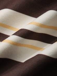 Livesso Women's Round Neck Striped Casual T-Shirt, Suitable For Summer And Autumn Outfits - Brown - View 3