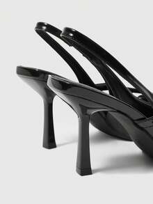 Sleekvia 女士尖头搭扣性感细高跟一脚蹬派对通勤鞋女士高跟鞋低鞋面春季鞋皮革亮面PU - 黑色漆皮 - 查看 9