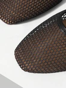 Mnmlis 仙女风平底鞋，夏季方头浅口网面透气软底玛丽珍鞋，女士款 - 棕色 - 查看 4