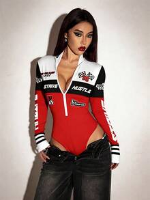 SHEIN ICON Mono casual de mujer con estampado de motocicleta - Multicolor - Ver 3