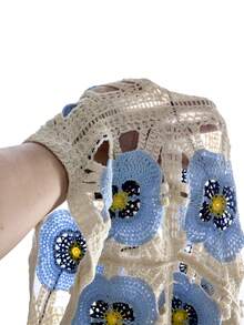 Manfinity Unisex Men's Crochet Hollow Out Short Sleeve Single-Breasted Knit Top - Blue - View 8