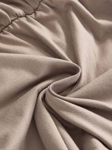 ROMWE Avant Đầm ngắn nữ phong cách retro vintage đính đá chữ cái, tay áo bất đối xứng, thích hợp cho lễ hội âm nhạc. - màu nâu - Xem 4