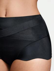 SHAPORA Bragas de cintura media sin costuras de unicolor para mujer - Negro - Ver 2