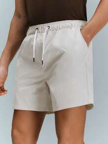 Driftmere 宽松男士斜口袋抽绳腰短裤 - 淺灰色 - 查看 7