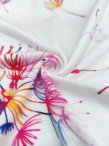 Resyla Women's Dandelion Print Round Neck Short Sleeve T-Shirt - Multicolor - View 3