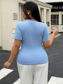 Easura Beaded Design Fitted T-Shirt - Blue - View 2