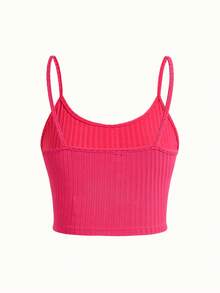 Heart Print Button Front Cami Top & Tie Front Shorts PJ Set / Pajama Set - Hot Pink - View 3