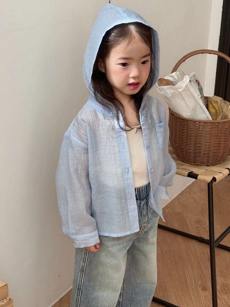 Toddler Girls' Hooded Striped Refreshing Korean Style Summer Top