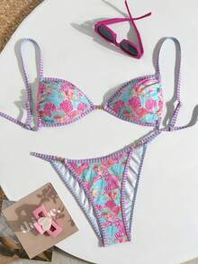 Swim Vcay Women's All-Over Print Twist Strap Bikini Set - Multicolor - View 2