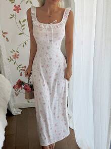 SHEIN 女士浪漫花卉露背睡裙 - 白色 - 查看 6