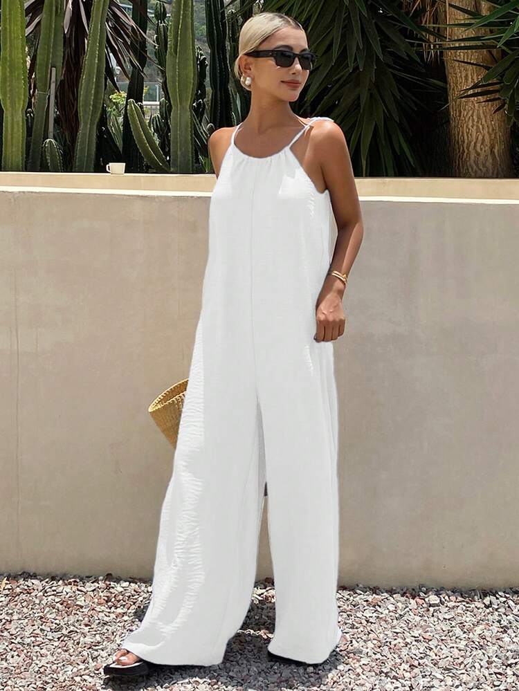 Tall Women's Summer Halter Tie Loose Jumpsuit For Women Lounge Sets For Women