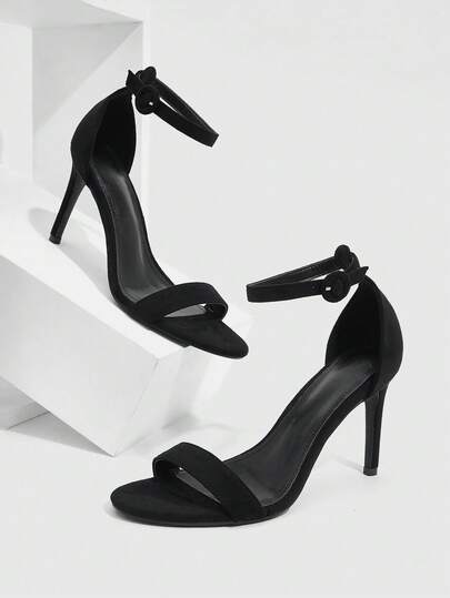 CUCCOO SZL Women Shoes Women's New European And American Simple Fashion French High Heel Color Scheme Bright Cloth Heel Thin Heel Round Toe Rubber Band Buckle Word Belt Sexy Comfortable Light Versatile Commute Spring Summer Autumn PU Face Workplace Classic Sandals Festival Party Street Elegance Women's Shoes