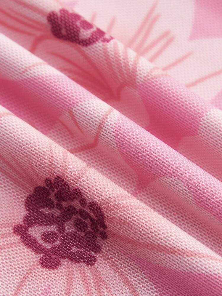 Vestido mini ajustado con estampado floral rosa