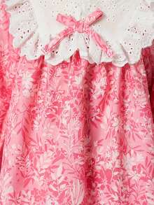 LMoss Kids 女婴春夏休闲蕾丝边碎花长袖连衣裙，粉色 - 彩色 - 查看 6