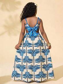 Travachic KIDS Tween Girl Vacation Casual Blue & White Floral Print Cami Dress - Multicolor - View 8