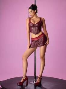 CUCCOO LuxiPop 女士尖头搭扣设计时尚高跟凉鞋，适合日常穿着 - 酒紅色 - 查看 5