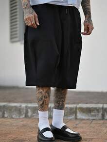 Devon Thys Men's Black Retro Casual Loose Fit Versatile Summer Cargo Shorts - Black - View 5