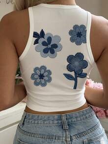 Mulvari Printed Casual Minimalist Round Neck Tight Fit Women Tank Top, Suitable For Summer - Multicolor - View 2