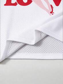 Betty Boop x SHEIN 大码女式V领卡通字母印花休闲百搭日常短袖T恤 - 白色 - 查看 5