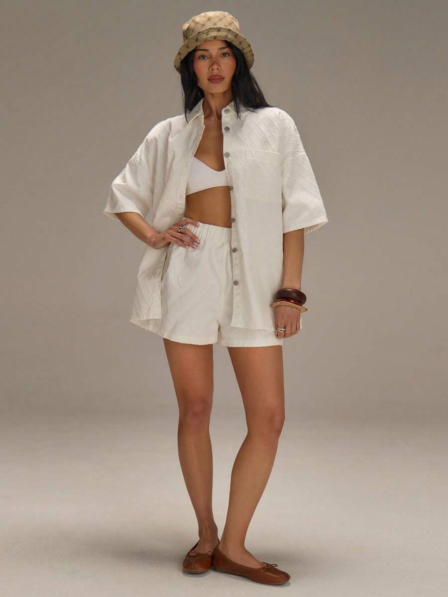 Athîral Casual Street Style White Denim Suit For Women - White - View 1