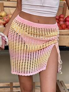 Selianne Elegant Split Strap Women Sweater Dress, Spring/Summer - Pink - View 5