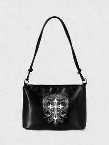 ROMWE Goth 时尚白色十字藤蔓印花大容量女士手提包 845211 - 彩色 - 查看 1