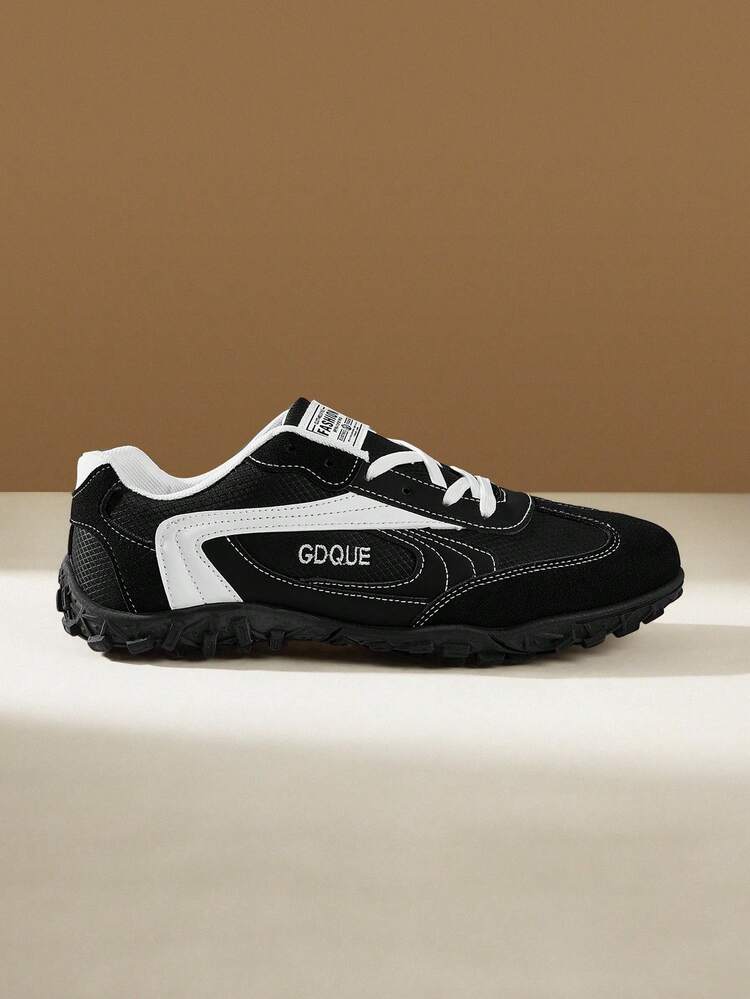 CUCCOO EASI Men's Casual Sports Shoes Lace-Up Flat Shoes, Suede Patchwork Flat Shoes Sneakers, Street Style Fashion Young Campus Style, Comfortable Breathable Durable Sole Easy On/Off Casual Shoes, Office Basic Black/Blue/Yellow