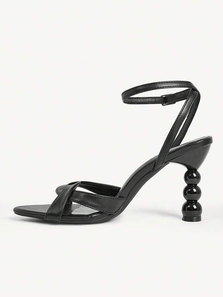 CUCCOO CHICEST New Summer/Summer Outdoor Women's High Heel Black Sandals, Fashionable Thin Strap Roman Style Shoes, Suitable For Party, Easter Celebration Wedding Shoes Summer Shoes Bride Shoes