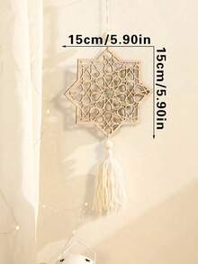 1 Pieza Colgante de Luna y Estrella de Madera con Borlas, Decoración de Luna Caqui, Adecuado para Bodas, Fiestas de Cumpleaños, Manualidades y Regalos - Colgante de madera - Ver 6