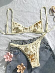 Swim Mod Bộ đồ bơi 2 mảnh dành cho nữ, mẫu mới Xuân/Hè 2026, chất liệu vải đặc biệt, thích hợp cho kỳ nghỉ biển, phong cách thanh lịch và thường ngày. - Màu be - Xem 1