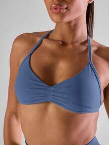 Musera Sport Bra Olahraga Model Halter dengan Detail Kerut di Bagian Dada dan Punggung Terbuka, Nyaman untuk Aktivitas Olahraga, Lari, Padel, Tenis, Pickleball, dan Kebugaran di Gym. - Dusty Blue - View 6