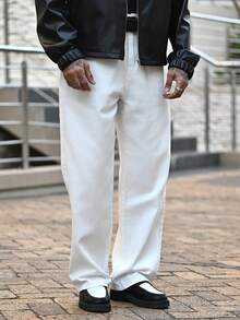 Devon Thys 1pc Infinite Jeans Men's Casual Straight Leg Jeans, High-Quality Brand Comfortable Pants For Outings (Belt And Accessories Not Included) - White - View 6