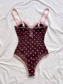 Soleia 豹纹抹胸蕾丝边吊带背心，性感度假、派对、约会、情人节、下午茶穿着 - 棕色 - 查看 2